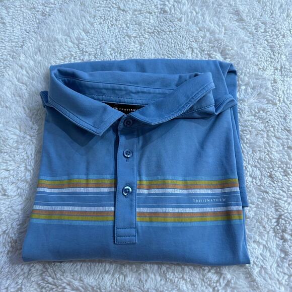 Travis Mathew Other - Travis Mathew Men Blue Short Sleeve Polo XXL Preppy Tennis Sport Golf Athleisure